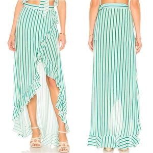 Lovers + Friends Waves for Days Wrap Skirt Midi Tie Green Medium